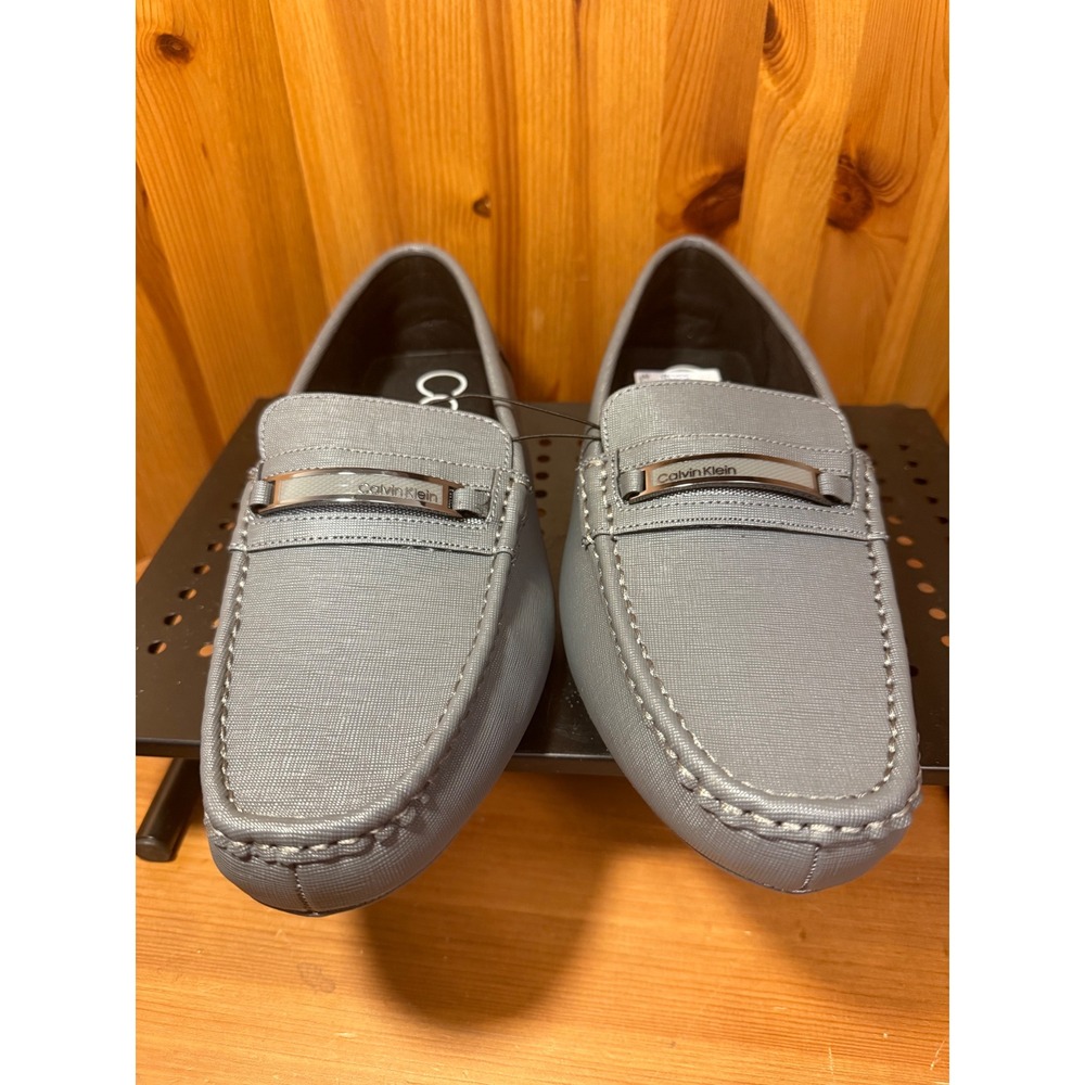 Calvin Klein Mens Gray Textured Slip On Loafers Size 11M Driving Shoes New